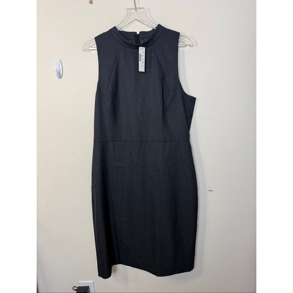 J. Crew Charcoal Gray Wool Blend Sheath Dress 16 Tall Sleeveless Workwear Career